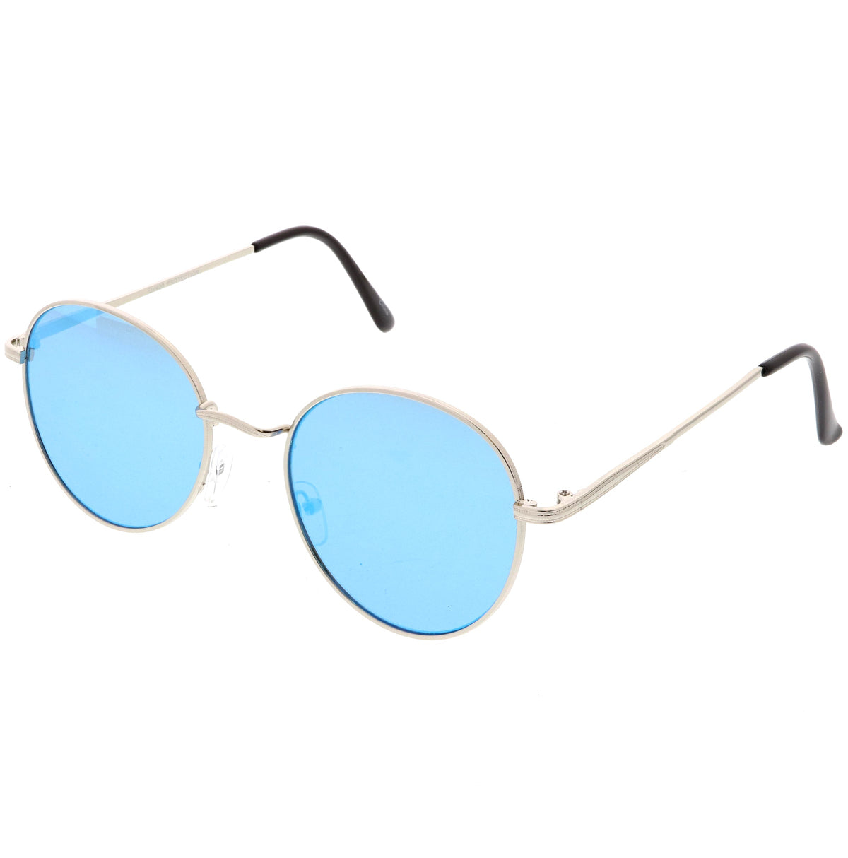 Retro Slim Metal Frame Mirrored Flat Lens Round Sunglasses C133