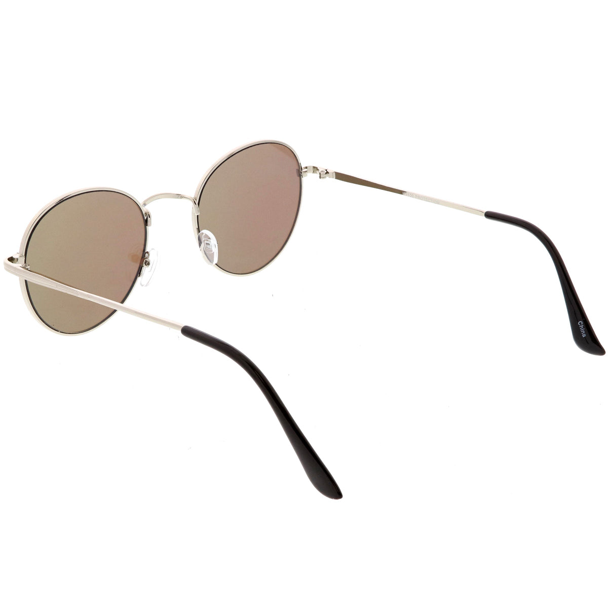 Retro Slim Metal Frame Mirrored Flat Lens Round Sunglasses C133