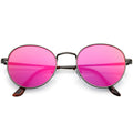 Retro Slim Metal Frame Mirrored Flat Lens Round Sunglasses C133
