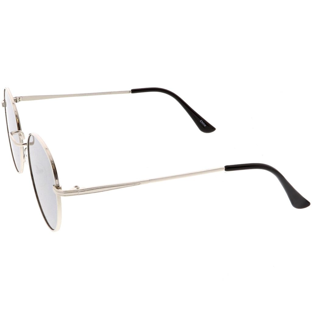 Retro Slim Metal Frame Mirrored Flat Lens Round Sunglasses C133