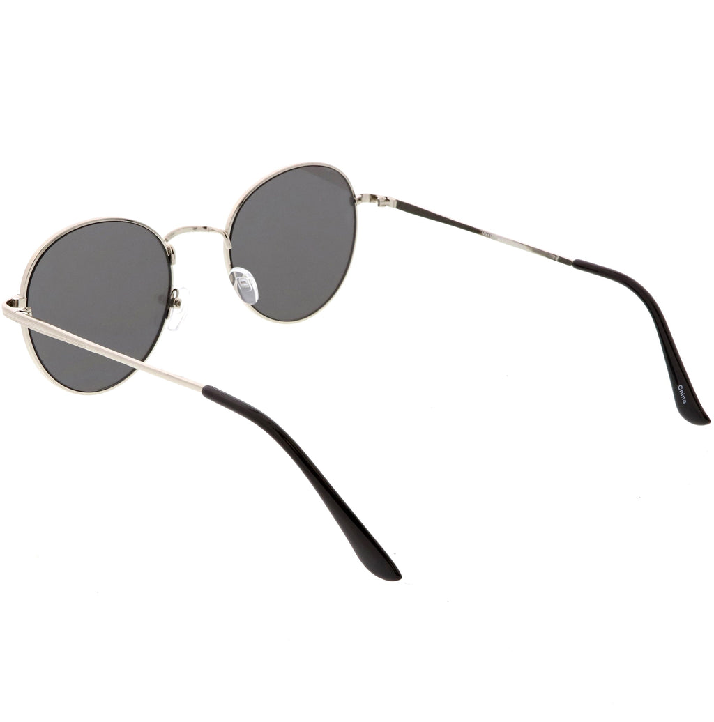 Retro Slim Metal Frame Mirrored Flat Lens Round Sunglasses C133