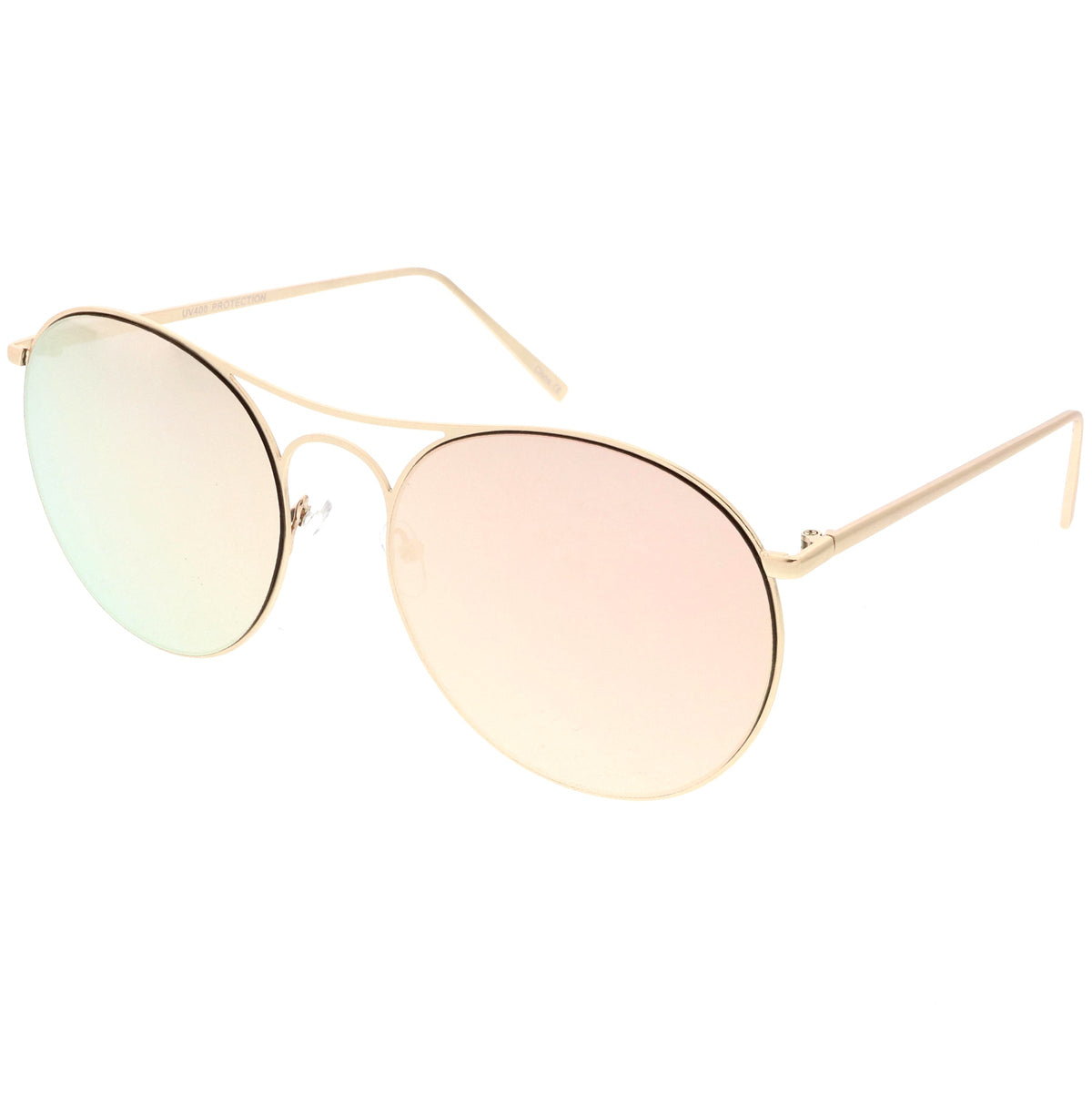 Retro Modern Oversize Round Mirrored Flat Lens Aviator Sunglasses C208