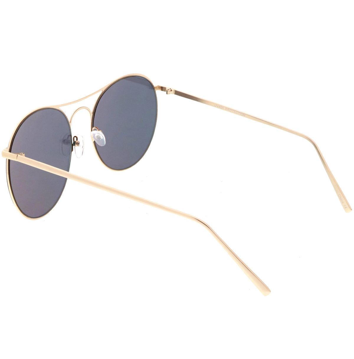 Retro Modern Oversize Round Mirrored Flat Lens Aviator Sunglasses C208