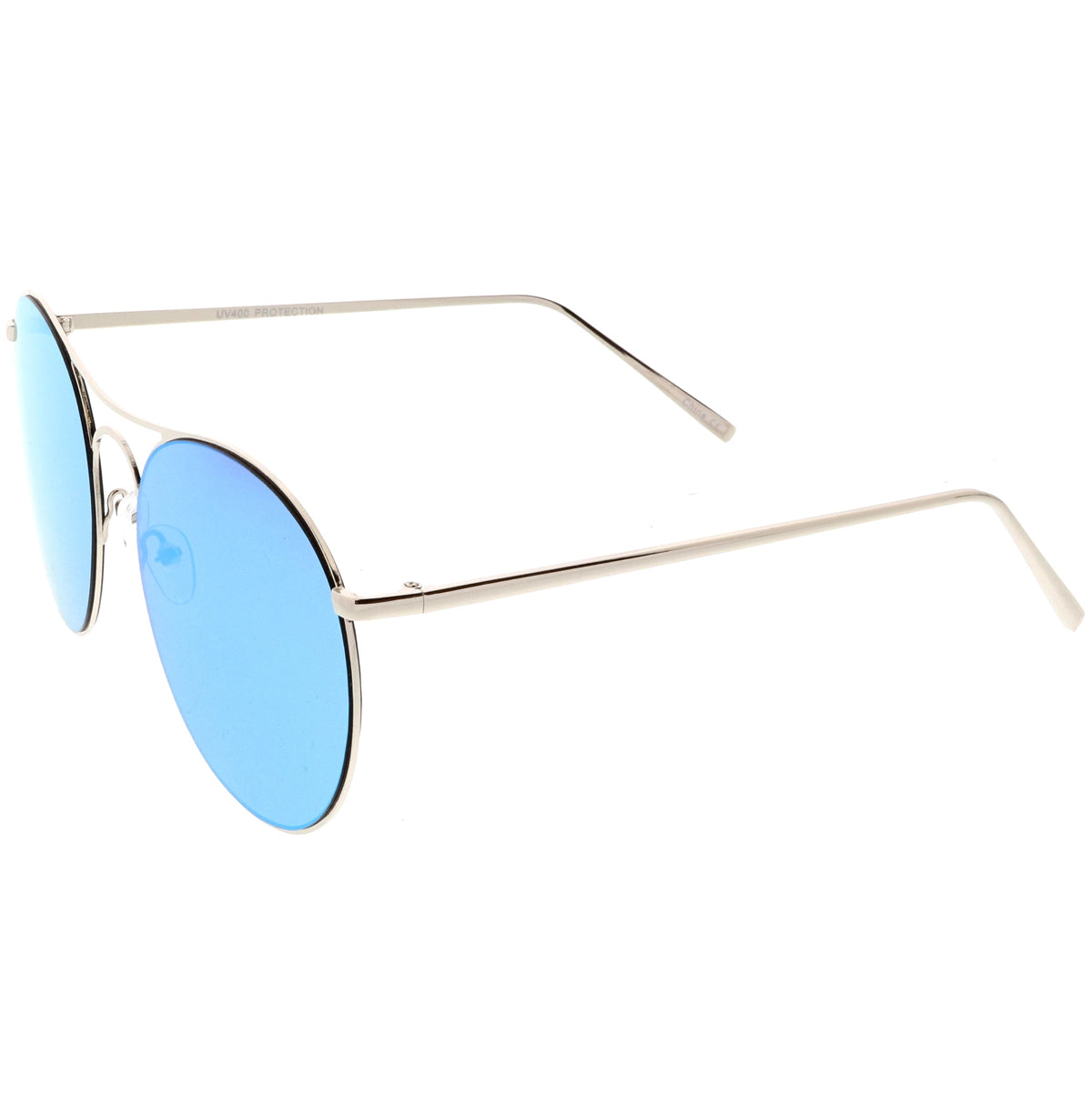 Retro Modern Oversize Round Mirrored Flat Lens Aviator Sunglasses C208