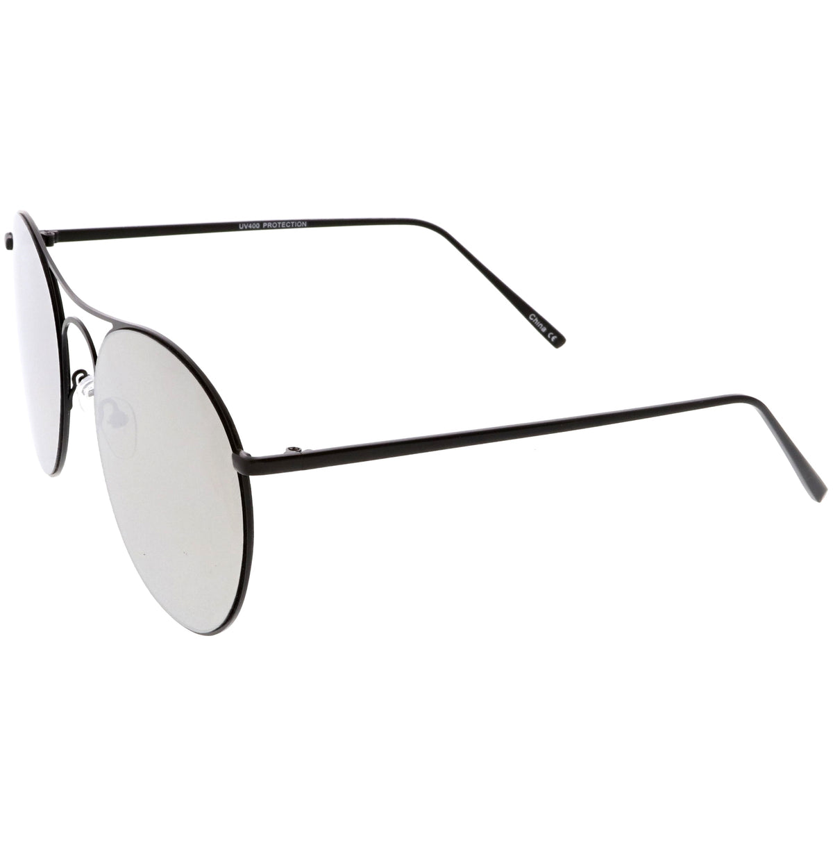 Retro Modern Oversize Round Mirrored Flat Lens Aviator Sunglasses C208