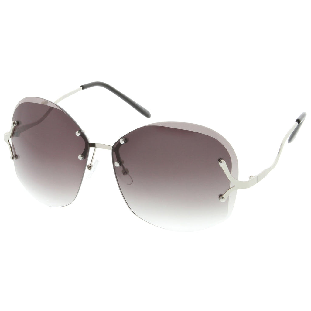 Women's Oversize Curved Low Temple Rimless Sunglasses C218
