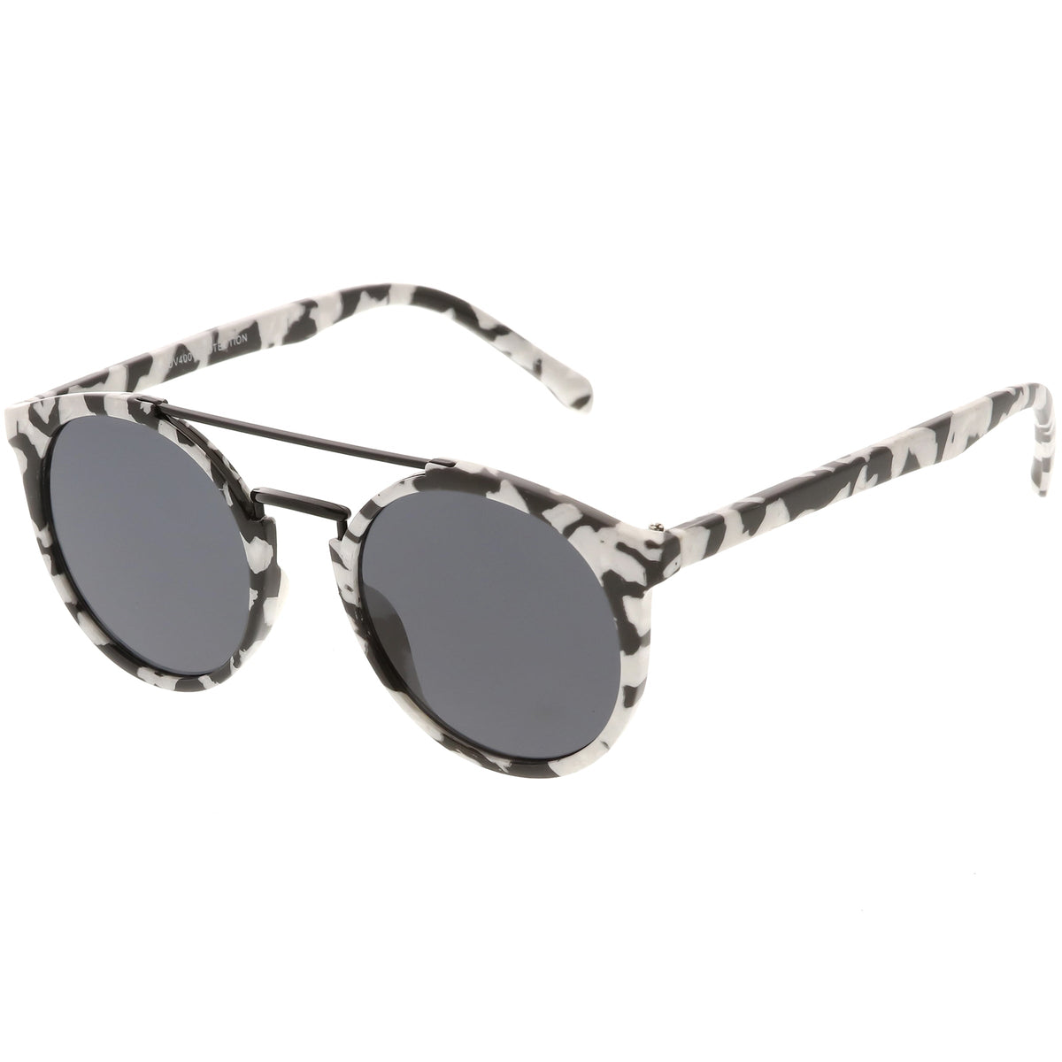 Modern Indie Marble Print Round Mirrored Flat Lens Sunglasses C232