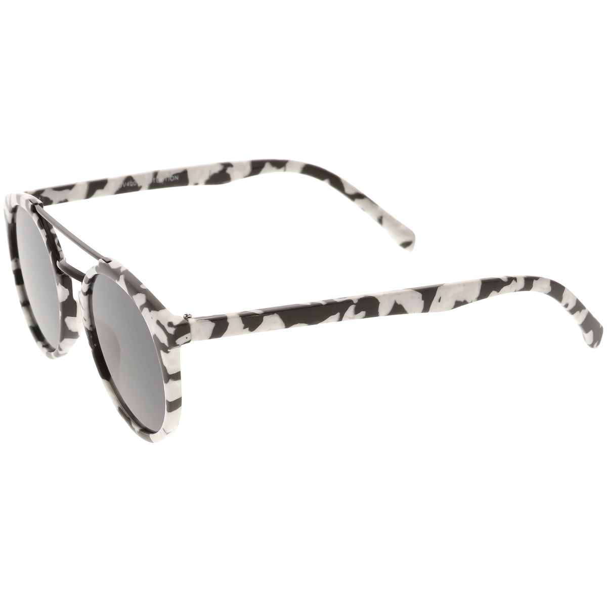 Modern Indie Marble Print Round Mirrored Flat Lens Sunglasses C232