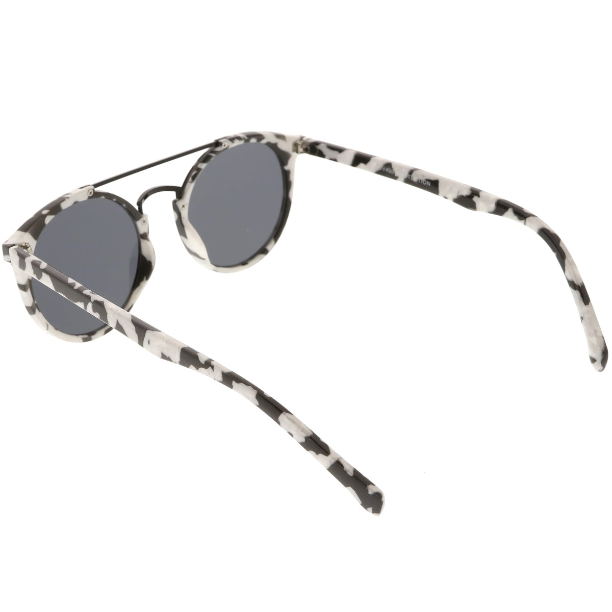 Modern Indie Marble Print Round Mirrored Flat Lens Sunglasses C232