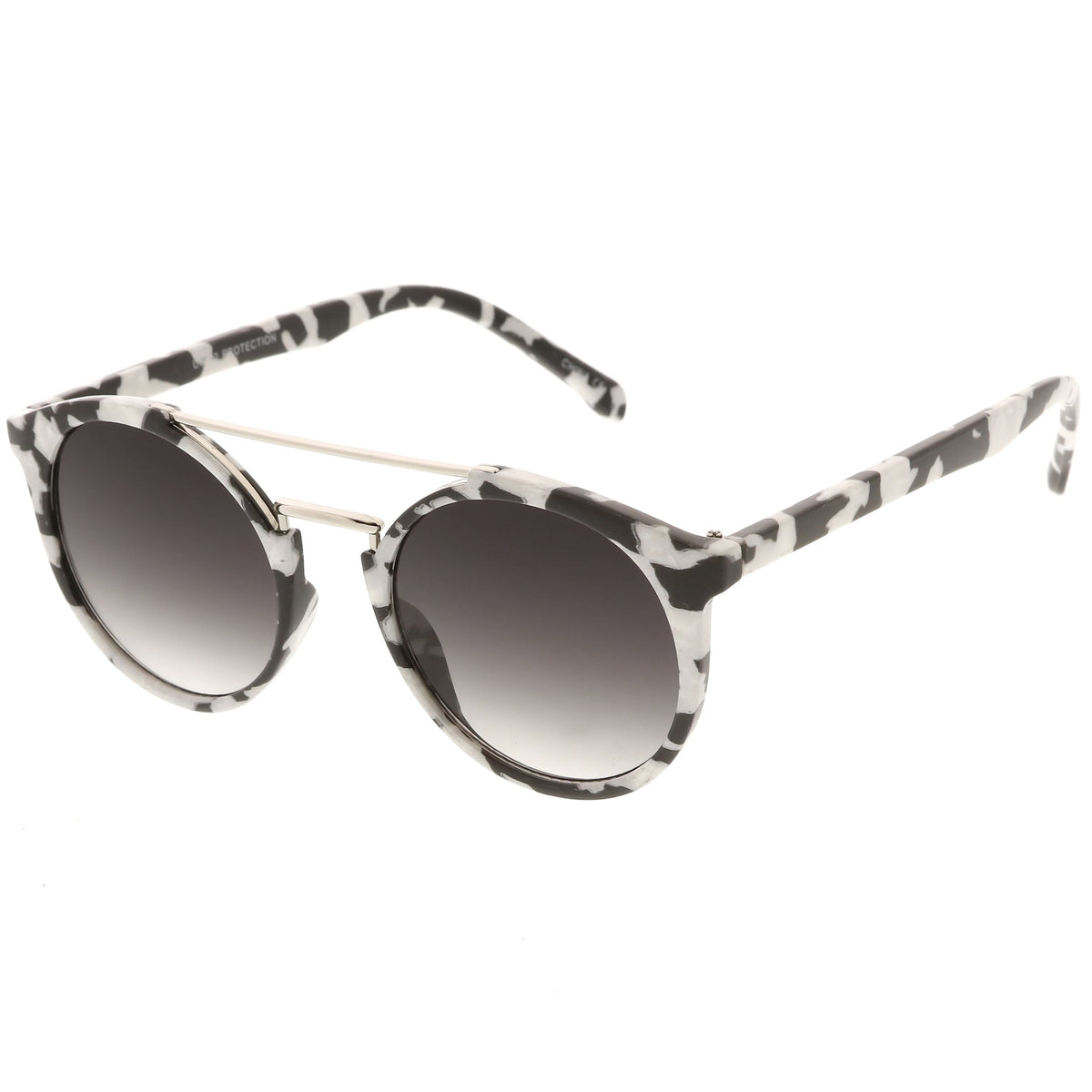 Modern Indie Marble Print Round Mirrored Flat Lens Sunglasses C232