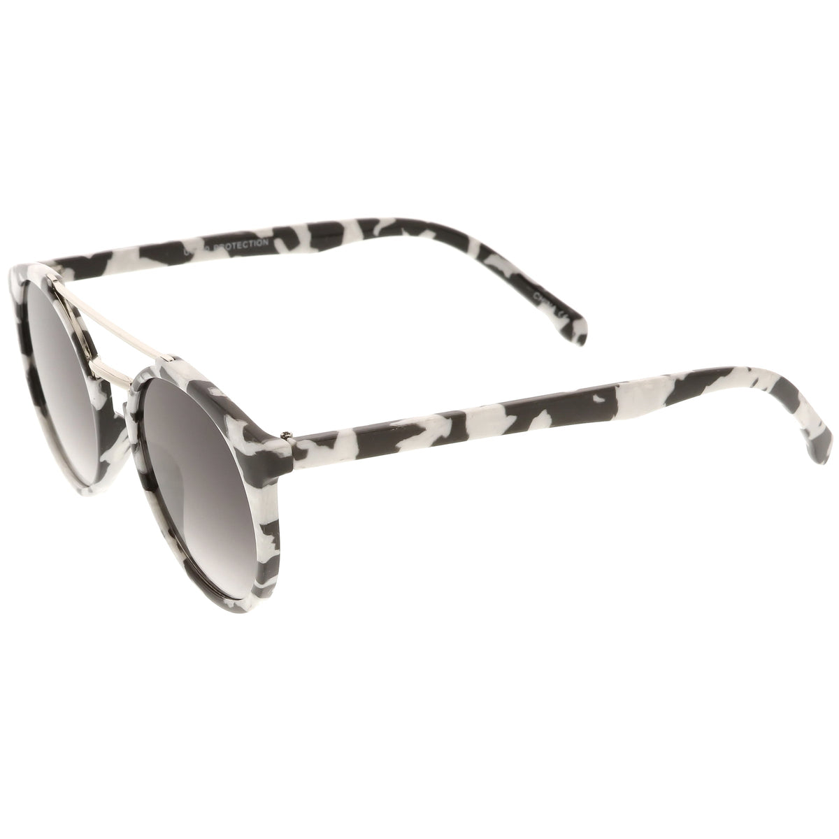 Modern Indie Marble Print Round Mirrored Flat Lens Sunglasses C232