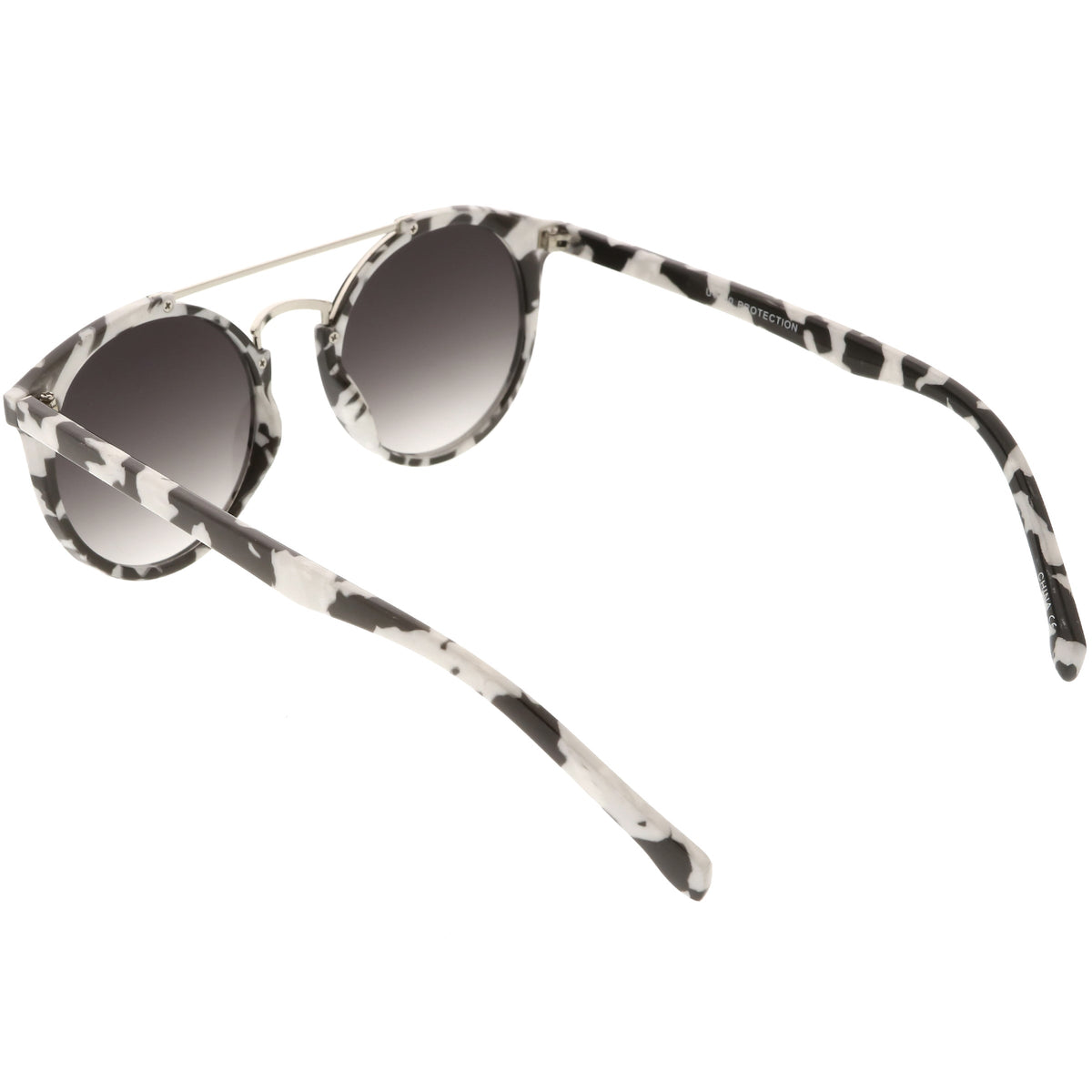 Modern Indie Marble Print Round Mirrored Flat Lens Sunglasses C232