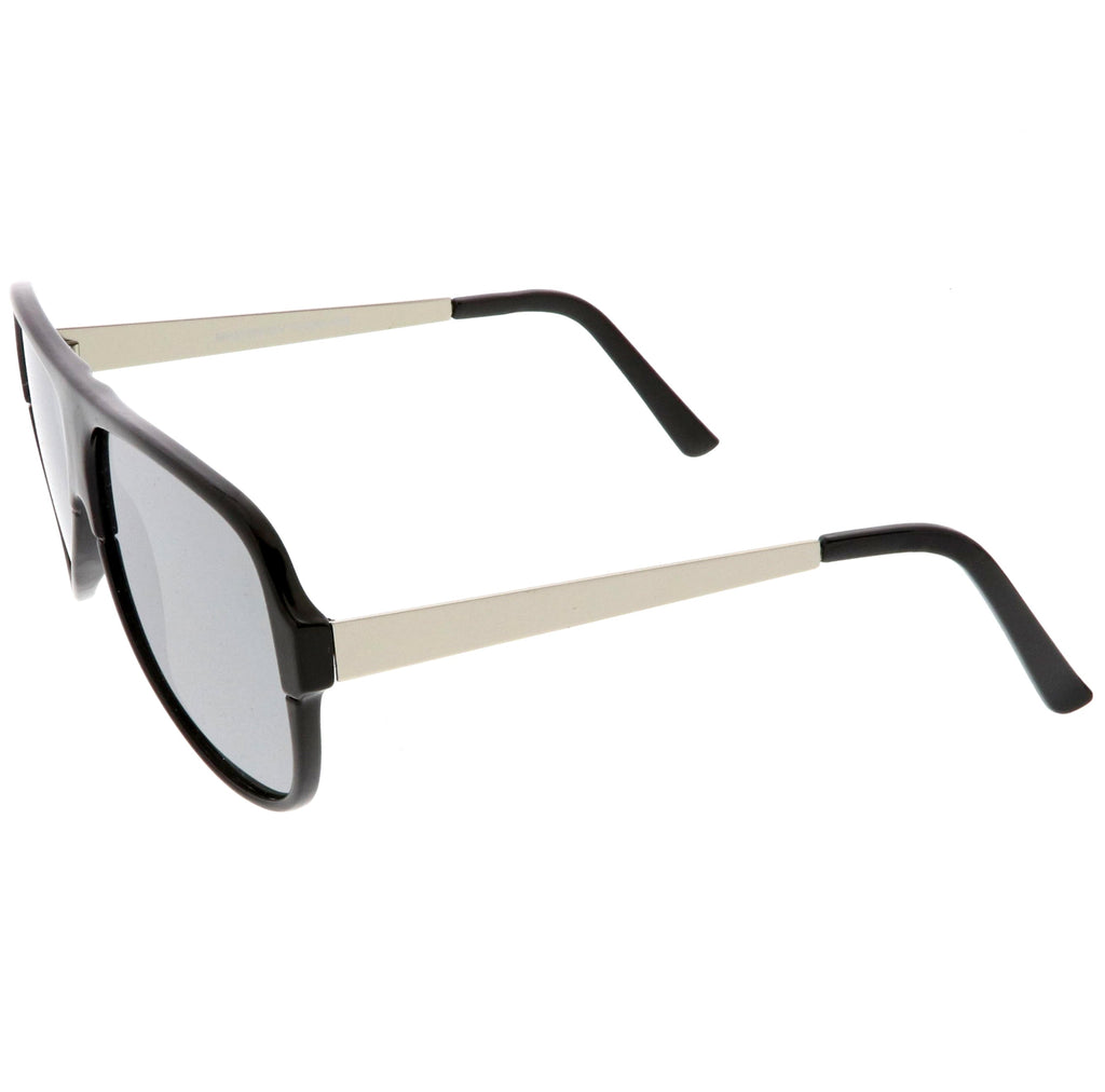 Retro Color Mirrored Flat Lens Flat Top Aviator Sunglasses C238