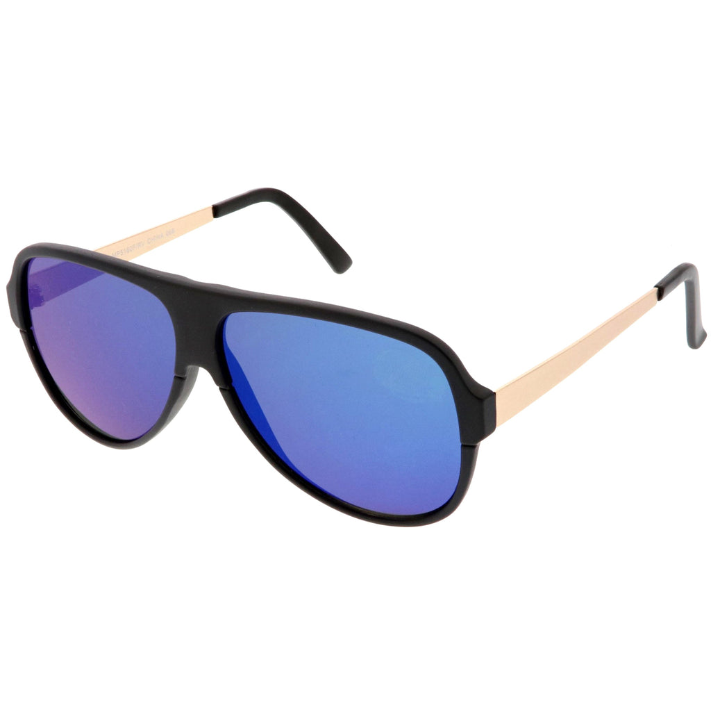 Retro Color Mirrored Flat Lens Flat Top Aviator Sunglasses C238
