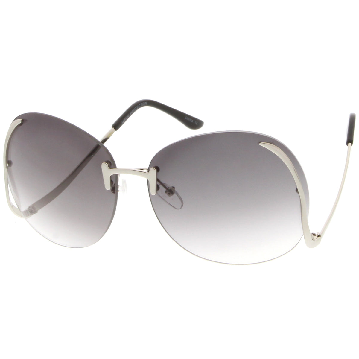 Oversize Women's Rimless Low Temple Gradient Lens Sunglasses C259