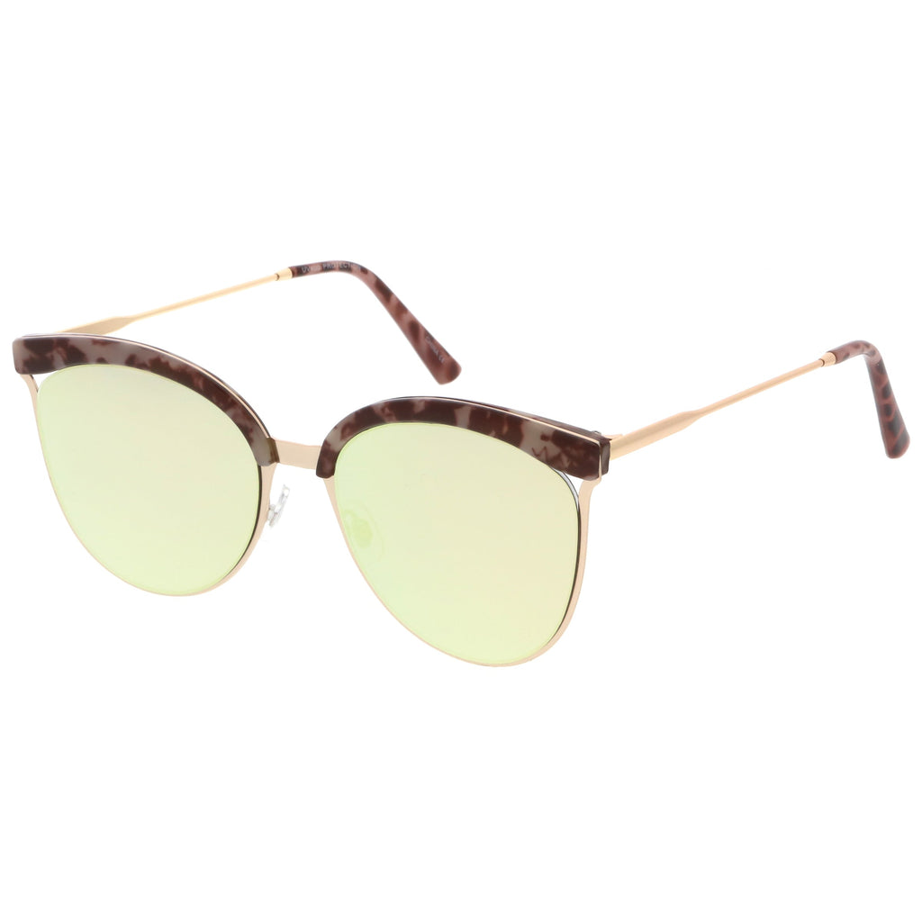 Retro Modern Mirrored Flat Lens Cat Eye Sunglasses C268