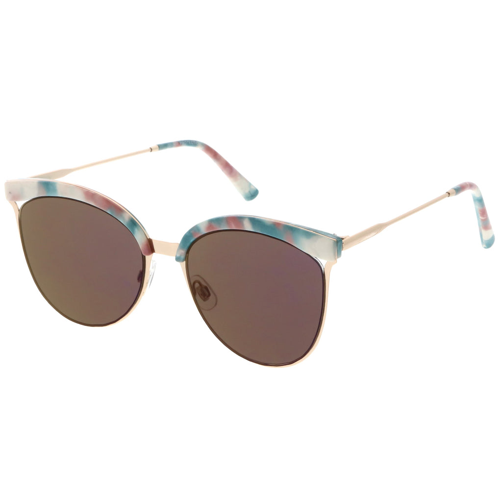 Retro Modern Mirrored Flat Lens Cat Eye Sunglasses C268