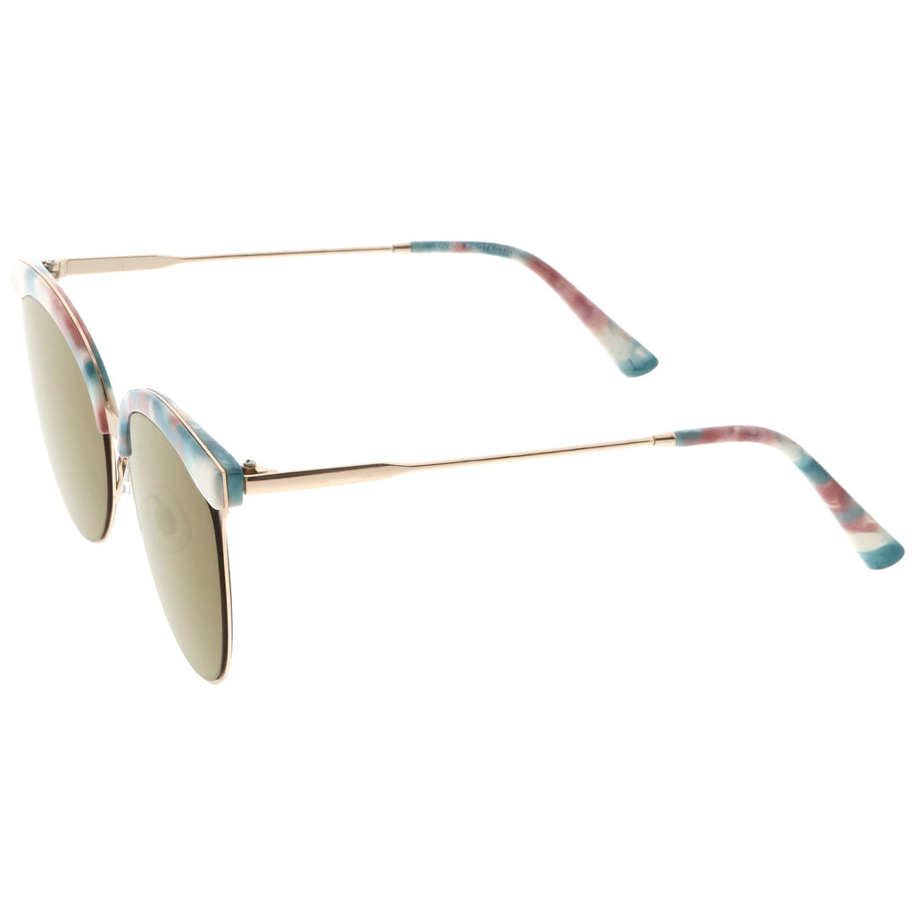 Retro Modern Mirrored Flat Lens Cat Eye Sunglasses C268