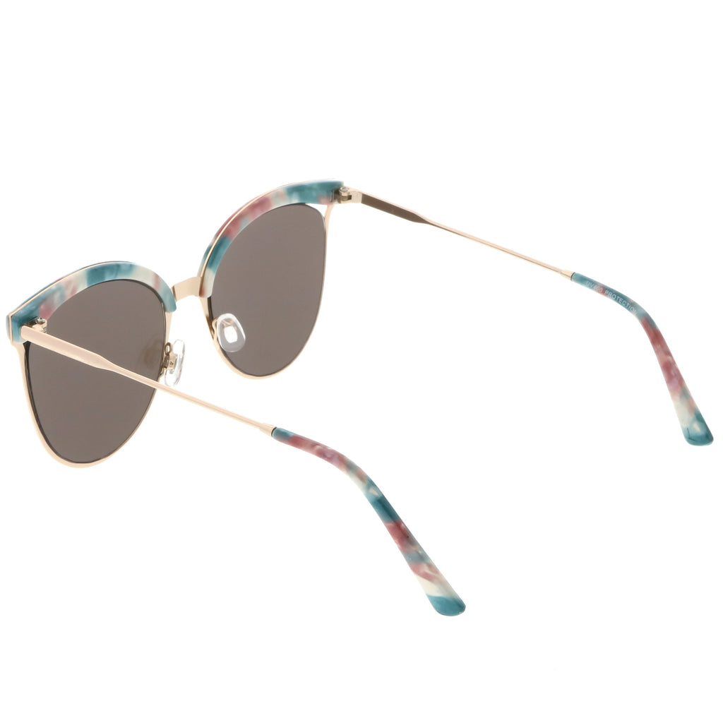 Retro Modern Mirrored Flat Lens Cat Eye Sunglasses C268