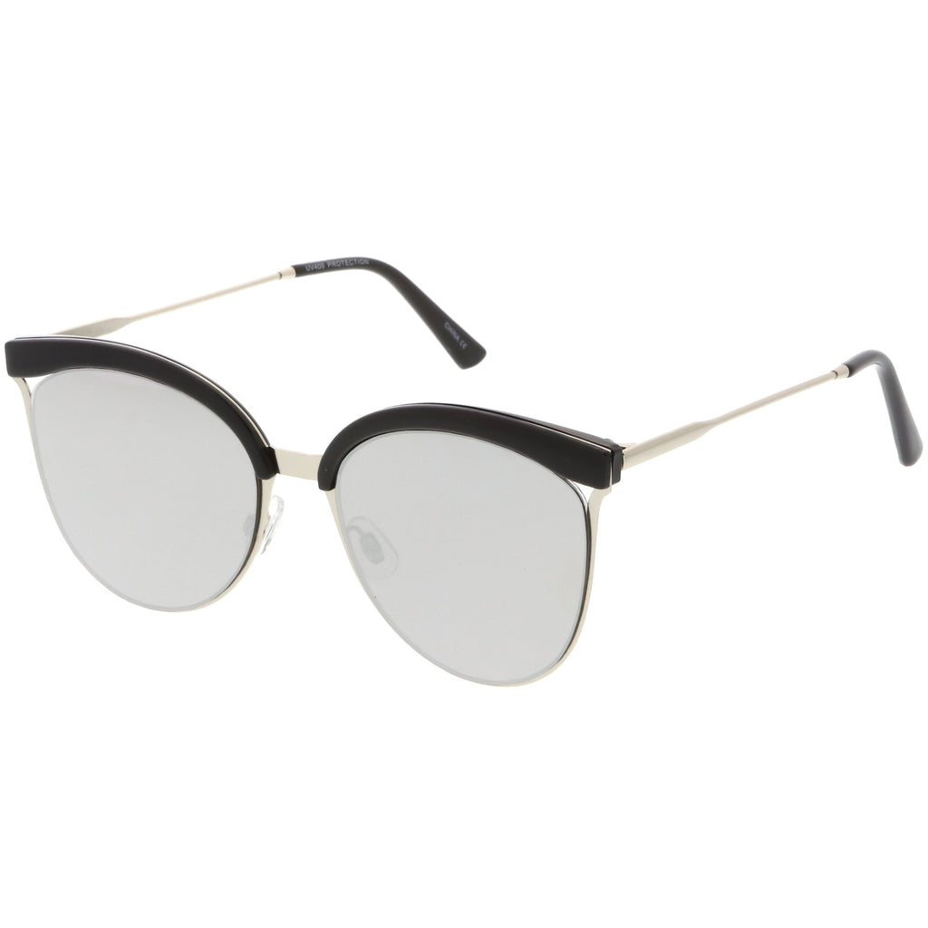 Retro Modern Mirrored Flat Lens Cat Eye Sunglasses C268