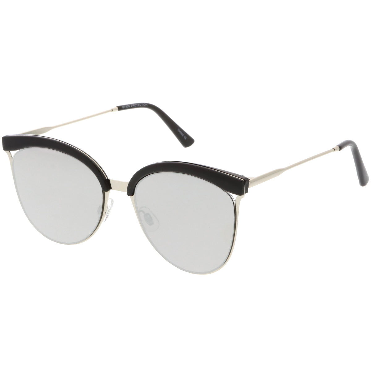 Retro Modern Mirrored Flat Lens Cat Eye Sunglasses C268