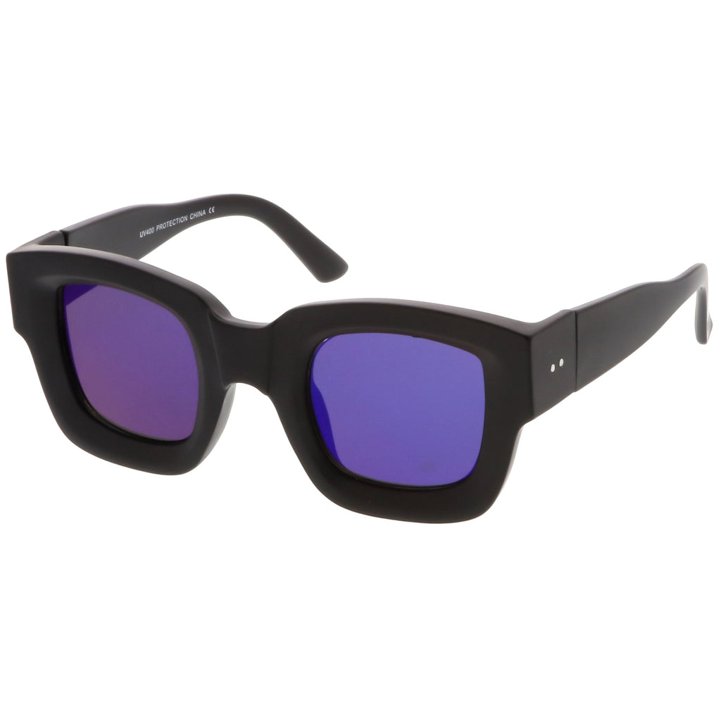 Women's Bold Horned Rim Mirrored Flat Lens Sunglasses C274