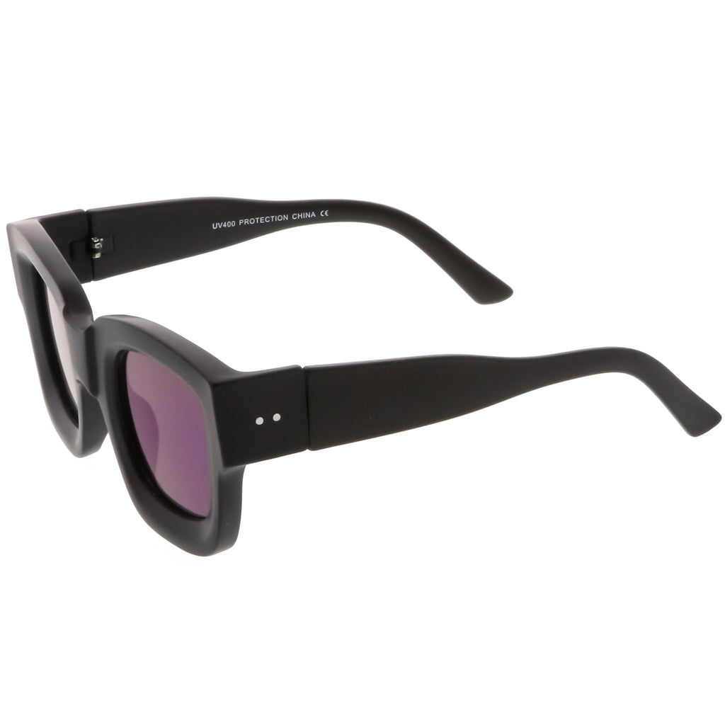 Women's Bold Horned Rim Mirrored Flat Lens Sunglasses C274