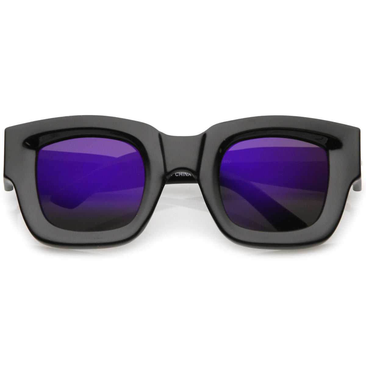 Women's Bold Horned Rim Mirrored Flat Lens Sunglasses C274
