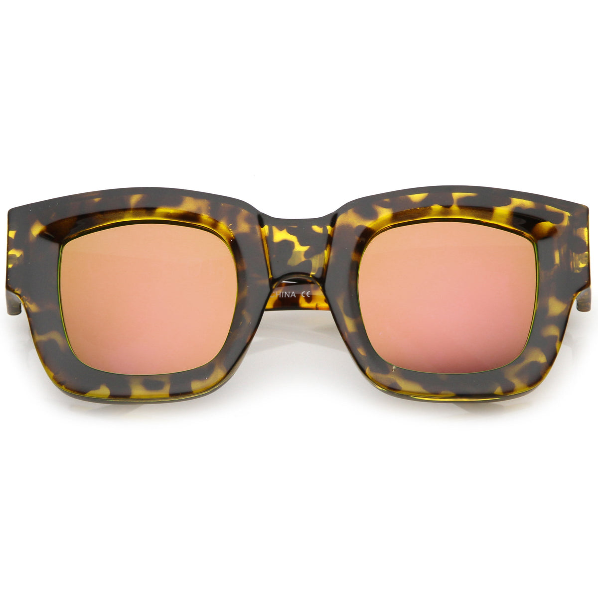 Women's Bold Horned Rim Mirrored Flat Lens Sunglasses C274