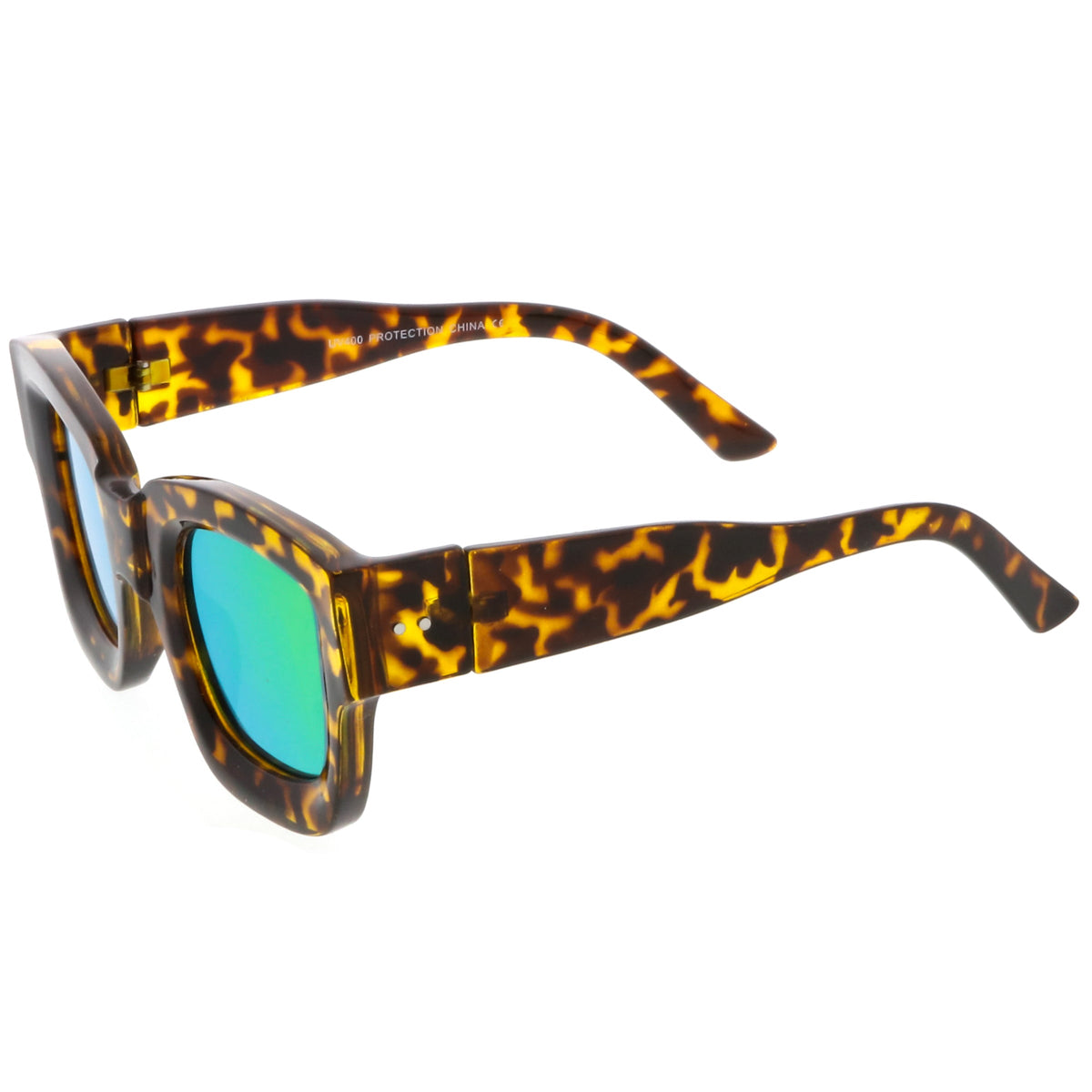 Women's Bold Horned Rim Mirrored Flat Lens Sunglasses C274