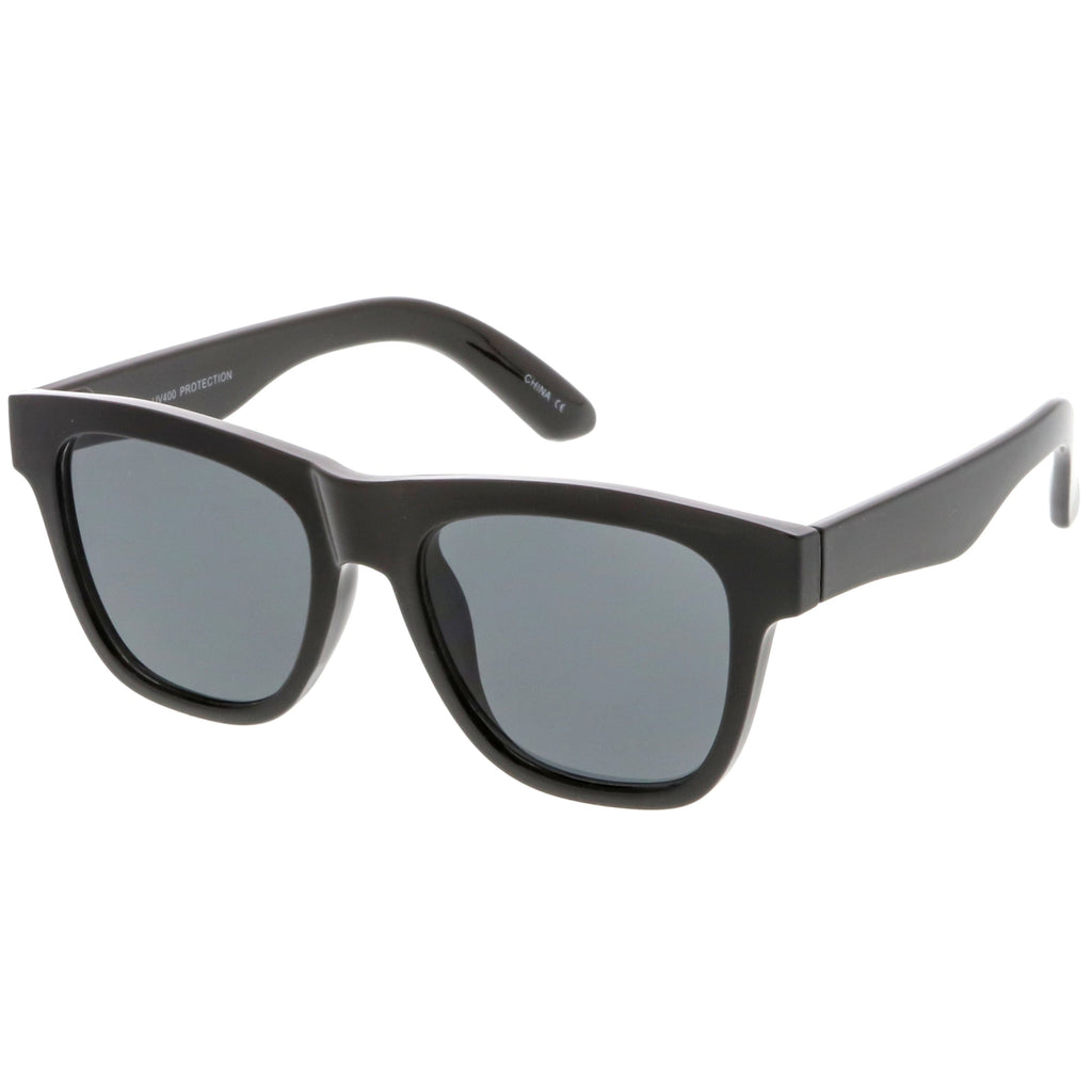 Classic Thick Arms Flat Lens Square Horn Rimmed Sunglasses C286
