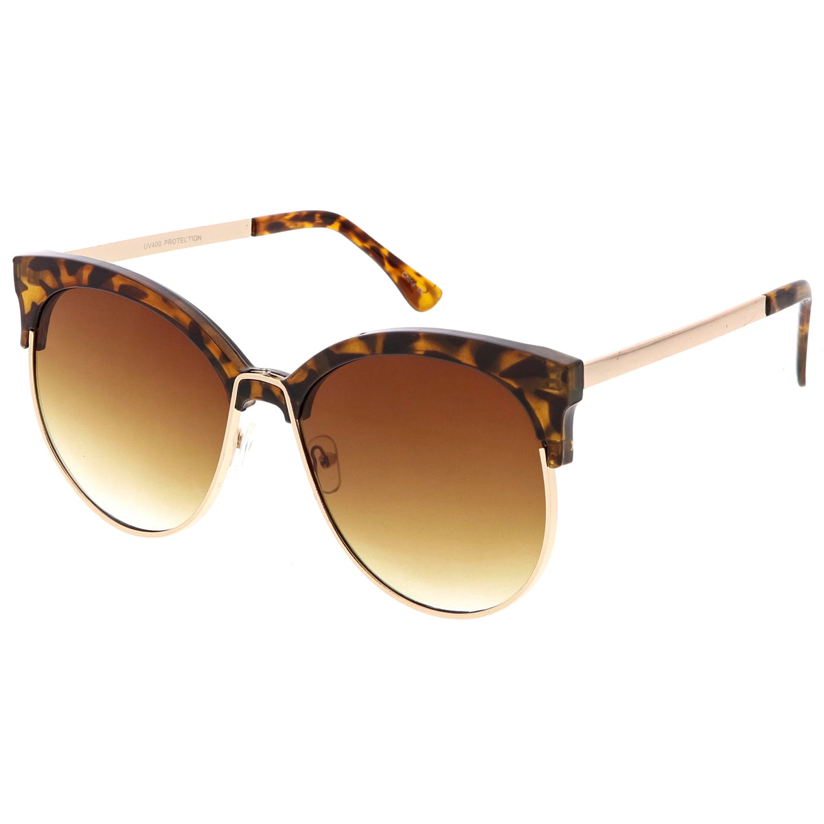 Women's Oversize Flat Lens Half Frame Cat Eye Sunglasses C327