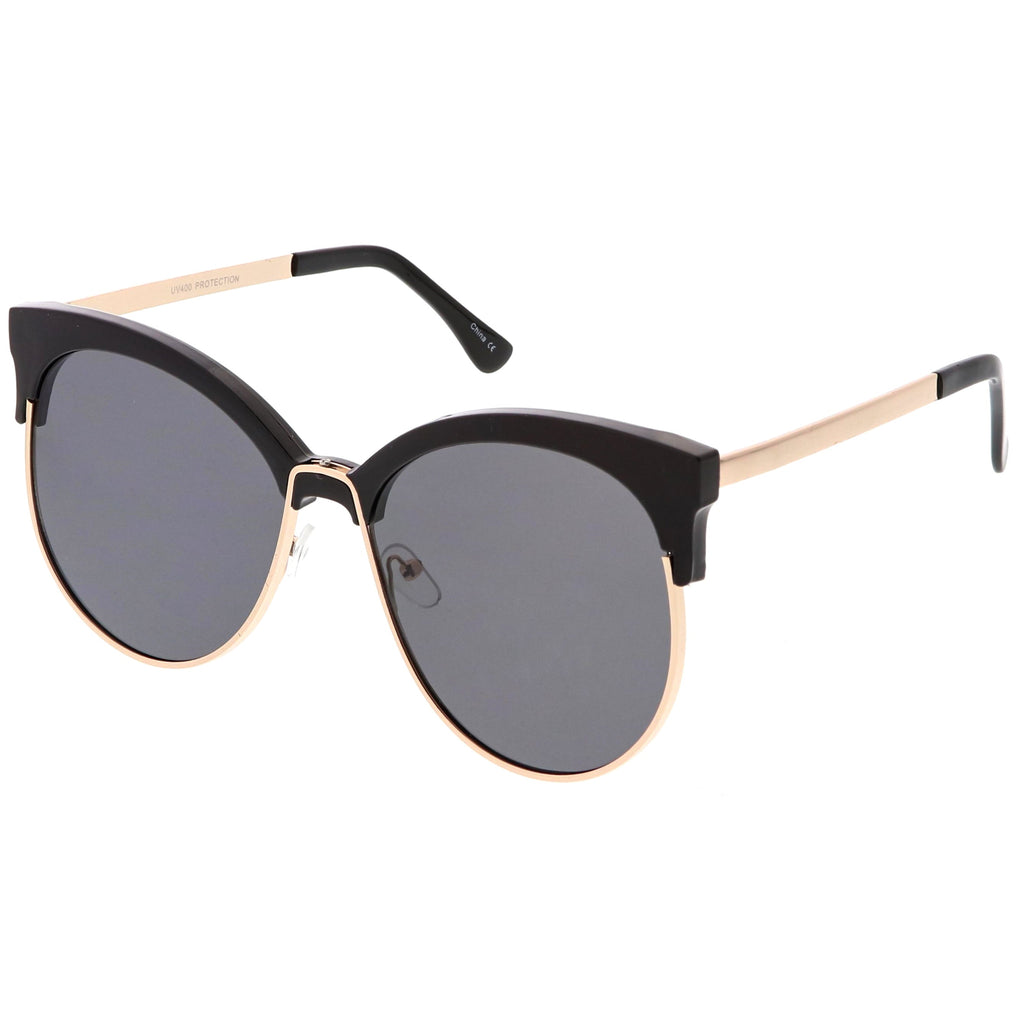 Women's Oversize Flat Lens Half Frame Cat Eye Sunglasses C327