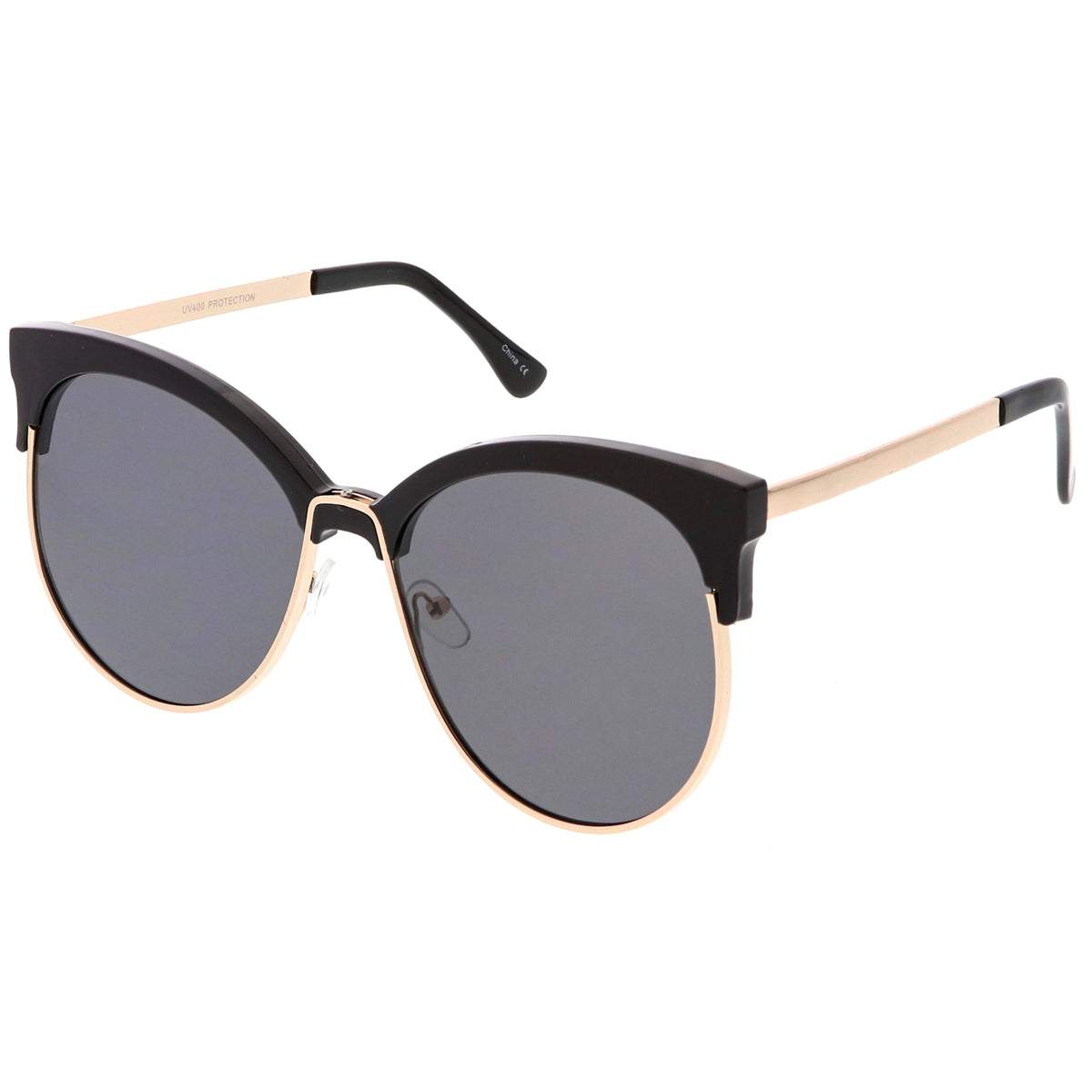 Women's Oversize Flat Lens Half Frame Cat Eye Sunglasses C327