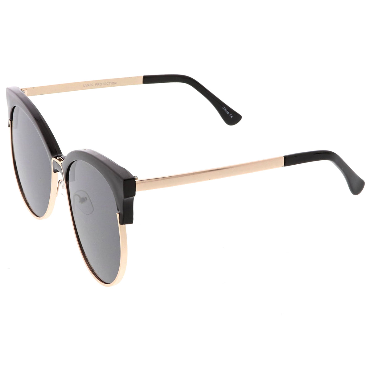 Women's Oversize Flat Lens Half Frame Cat Eye Sunglasses C327
