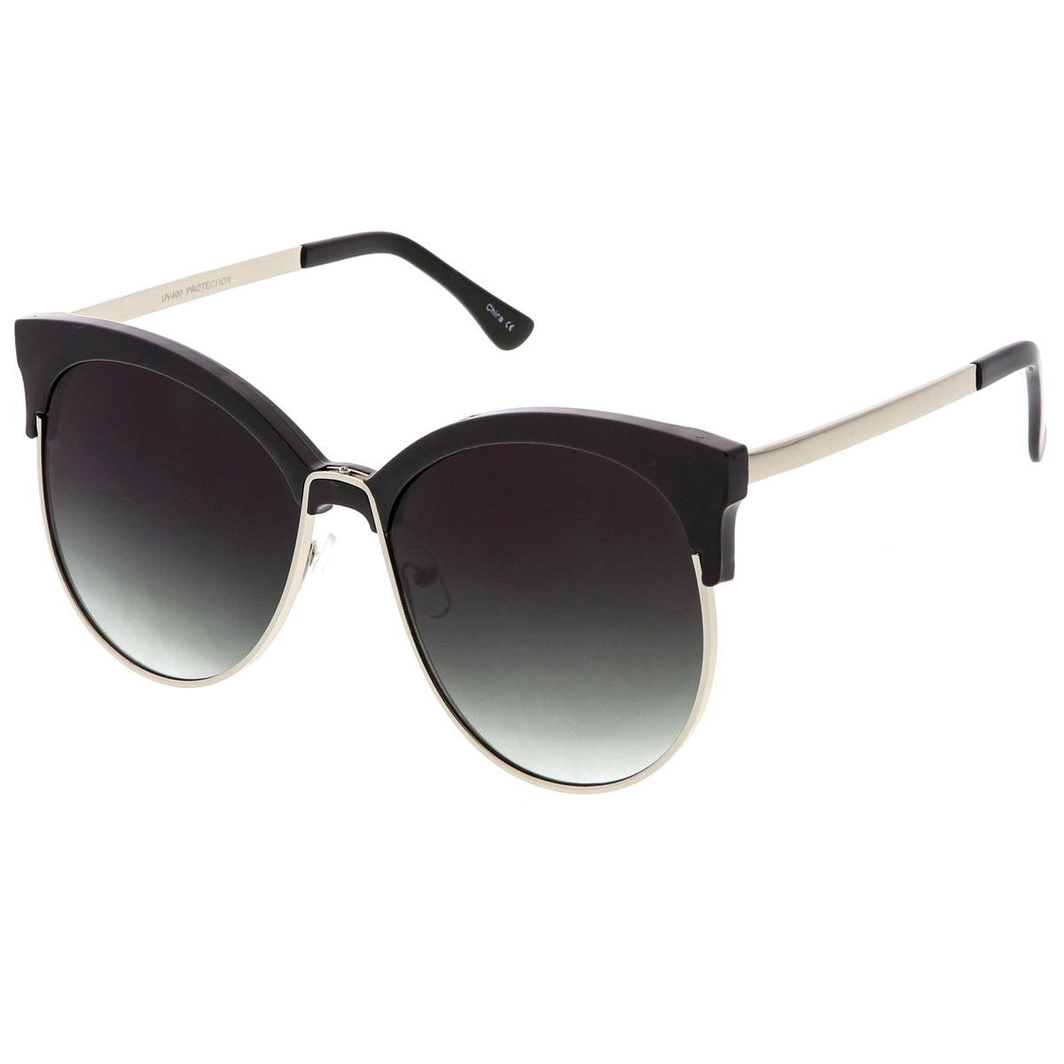 Women's Oversize Flat Lens Half Frame Cat Eye Sunglasses C327