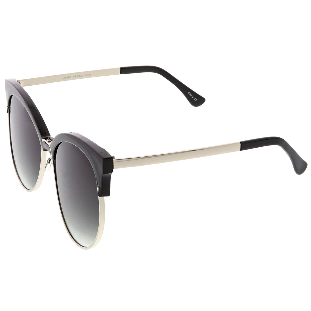 Women's Oversize Flat Lens Half Frame Cat Eye Sunglasses C327