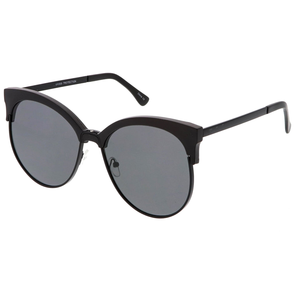 Women's Oversize Flat Lens Half Frame Cat Eye Sunglasses C327