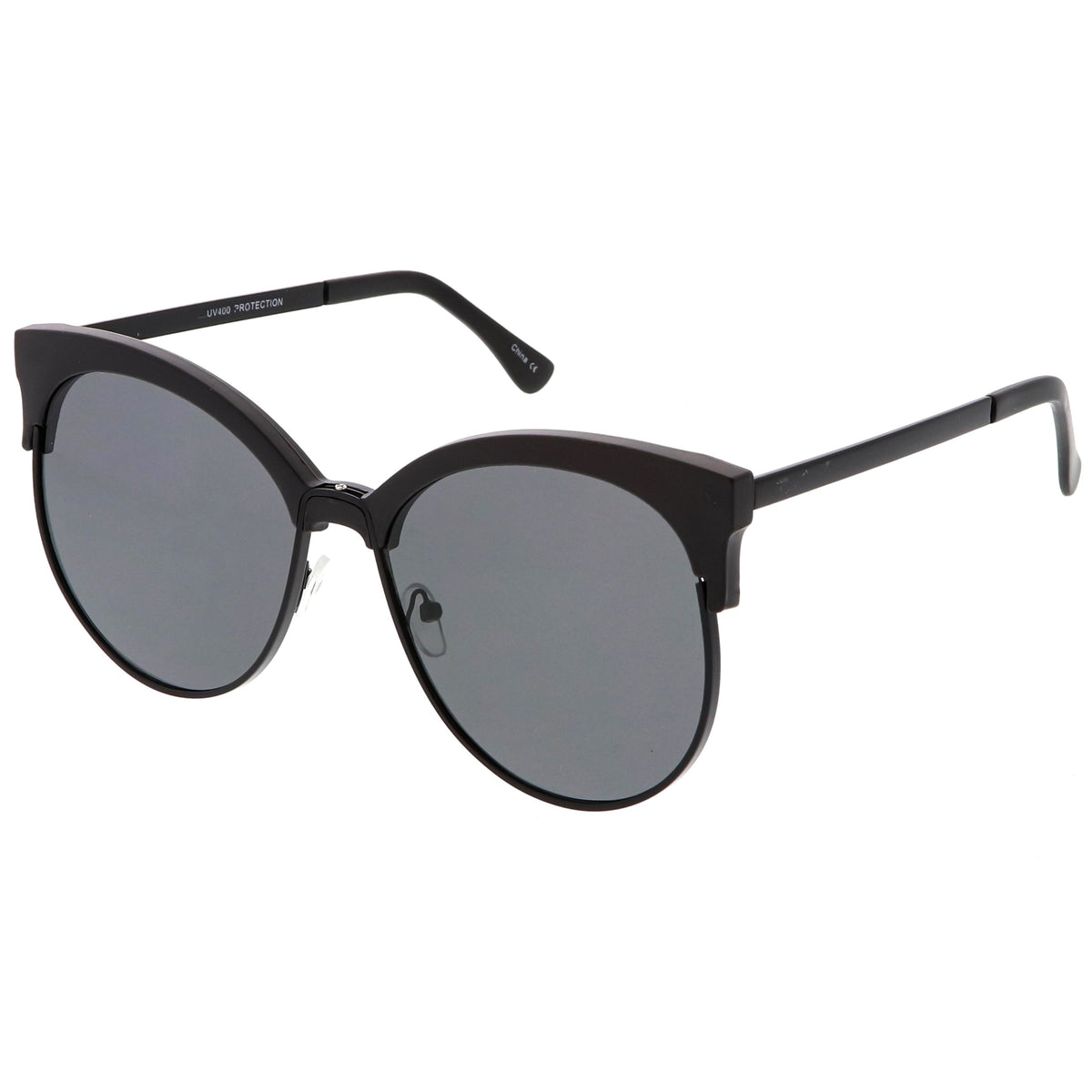 Women's Oversize Flat Lens Half Frame Cat Eye Sunglasses C327