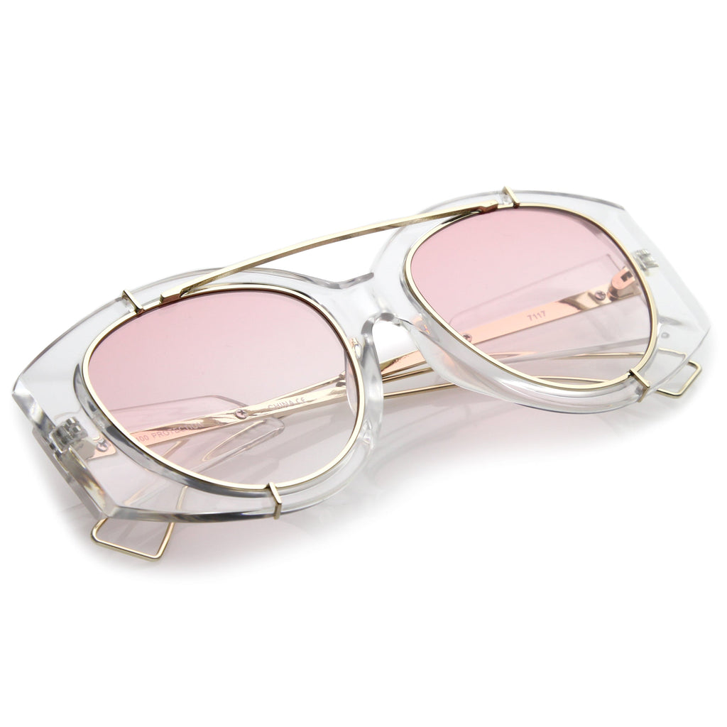 Retro Modern Translucent Round Aviator Sunglasses C328