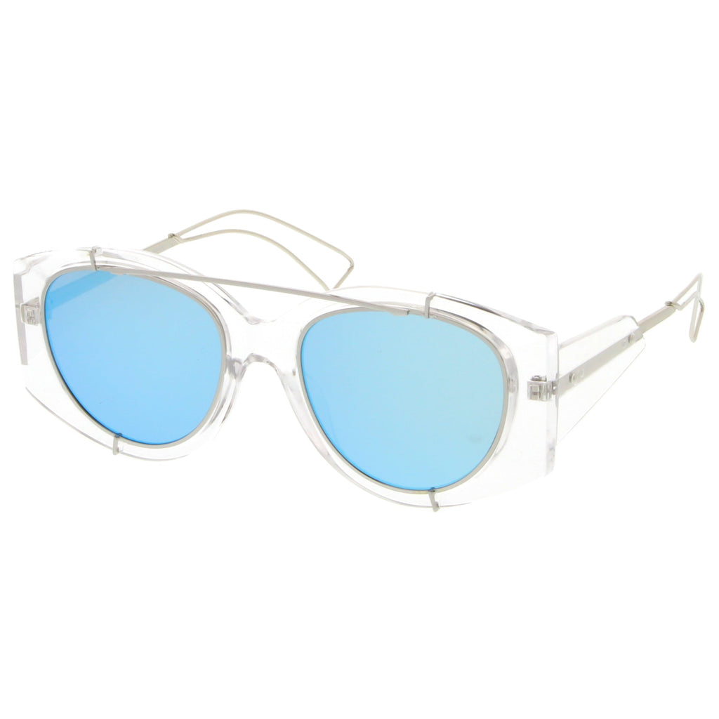 Futuristic Translucent Mirrored Flat Lens Aviator Sunglasses C329