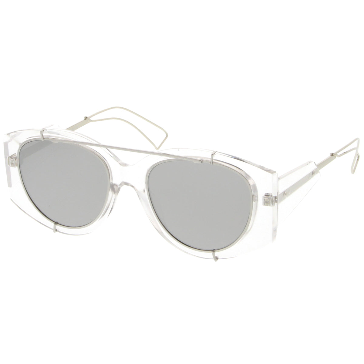 Futuristic Translucent Mirrored Flat Lens Aviator Sunglasses C329