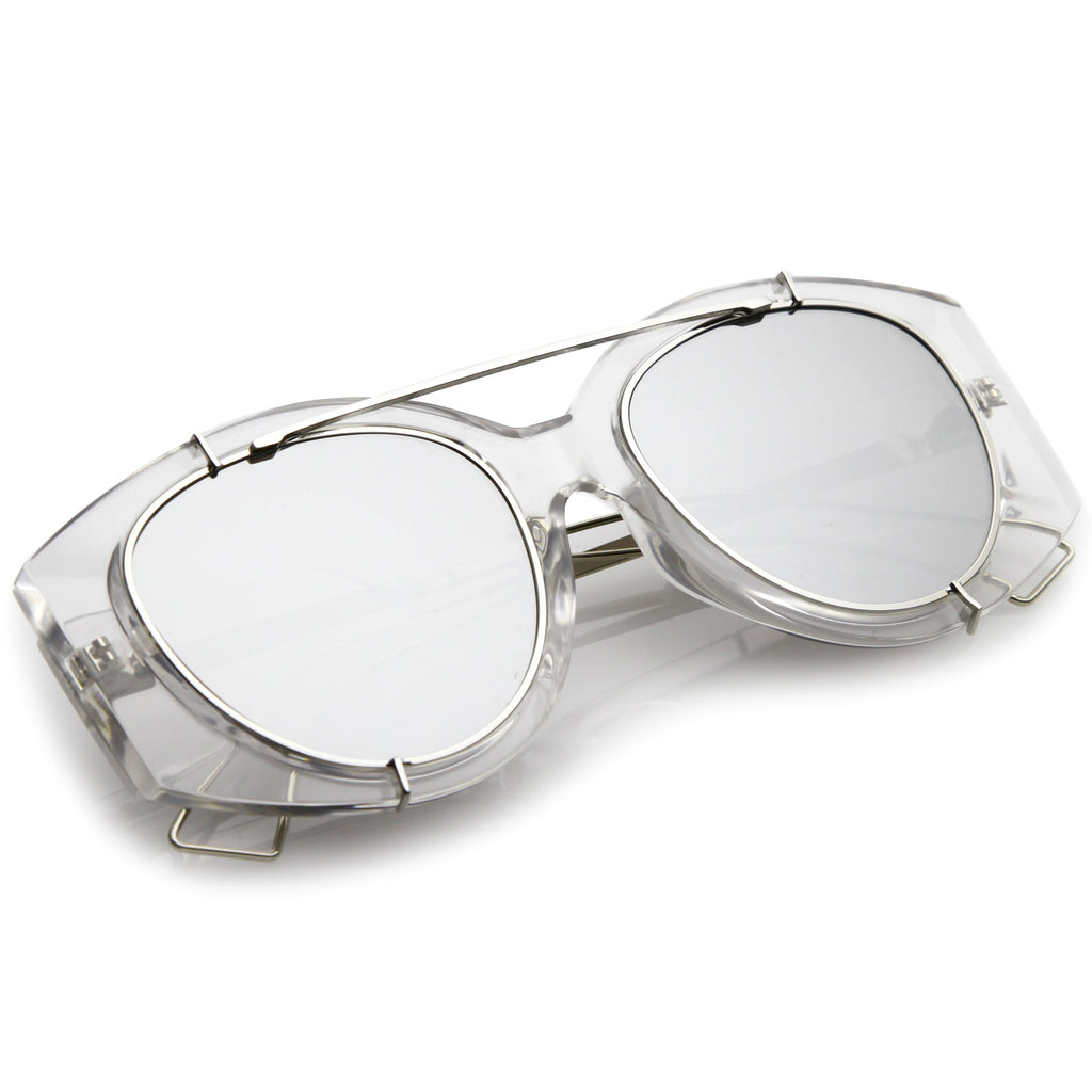 Futuristic Translucent Mirrored Flat Lens Aviator Sunglasses C329