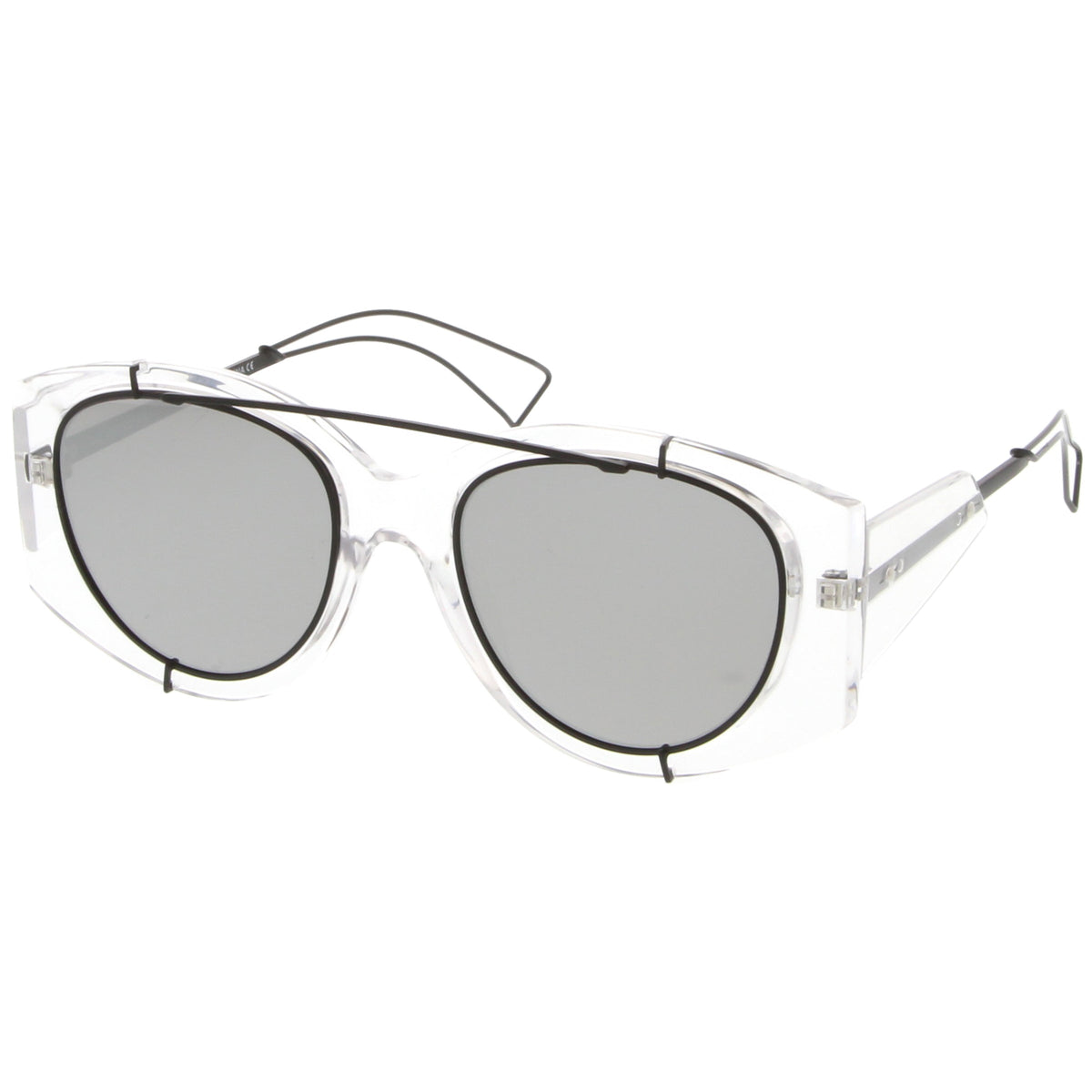 Futuristic Translucent Mirrored Flat Lens Aviator Sunglasses C329