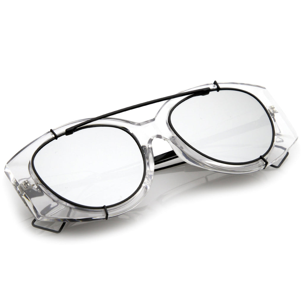 Futuristic Translucent Mirrored Flat Lens Aviator Sunglasses C329