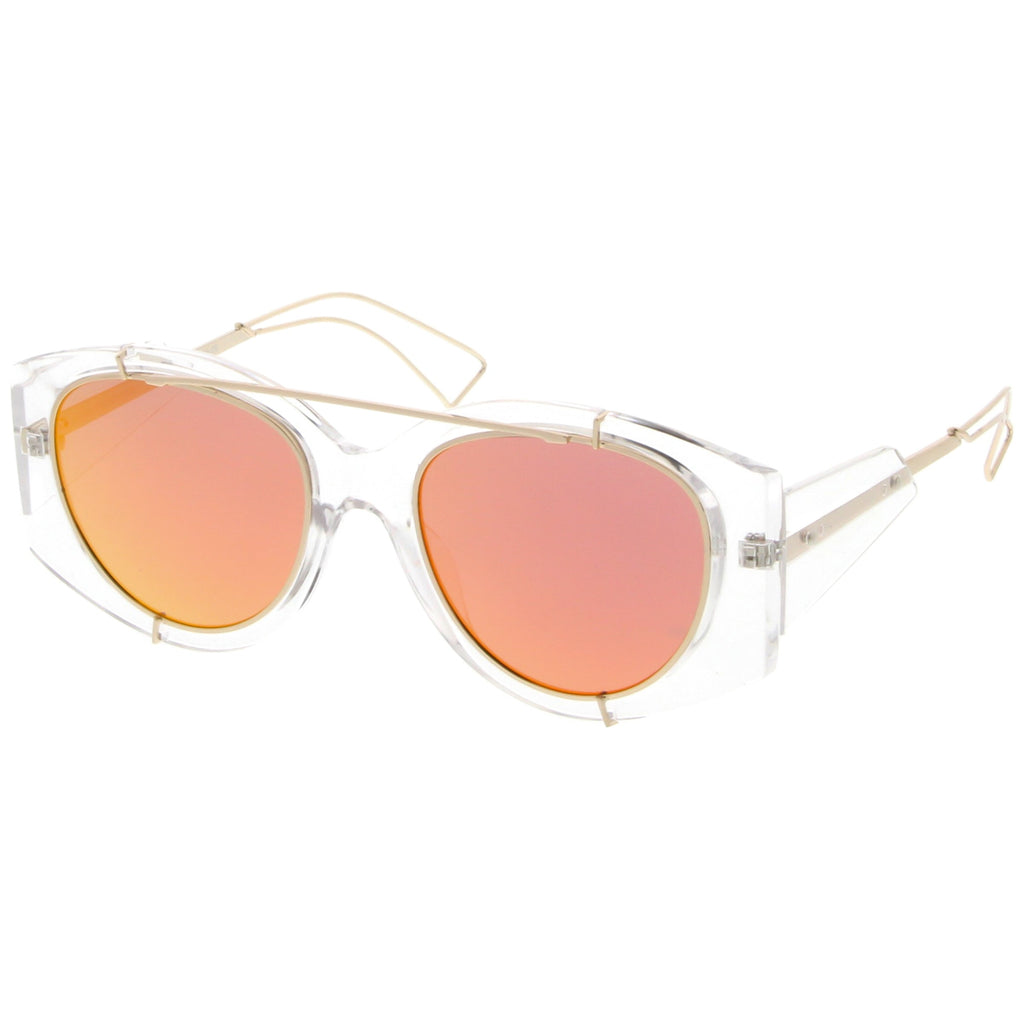 Futuristic Translucent Mirrored Flat Lens Aviator Sunglasses C329
