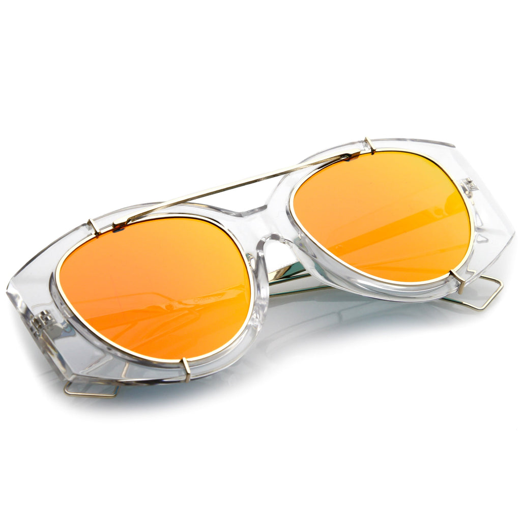 Futuristic Translucent Mirrored Flat Lens Aviator Sunglasses C329
