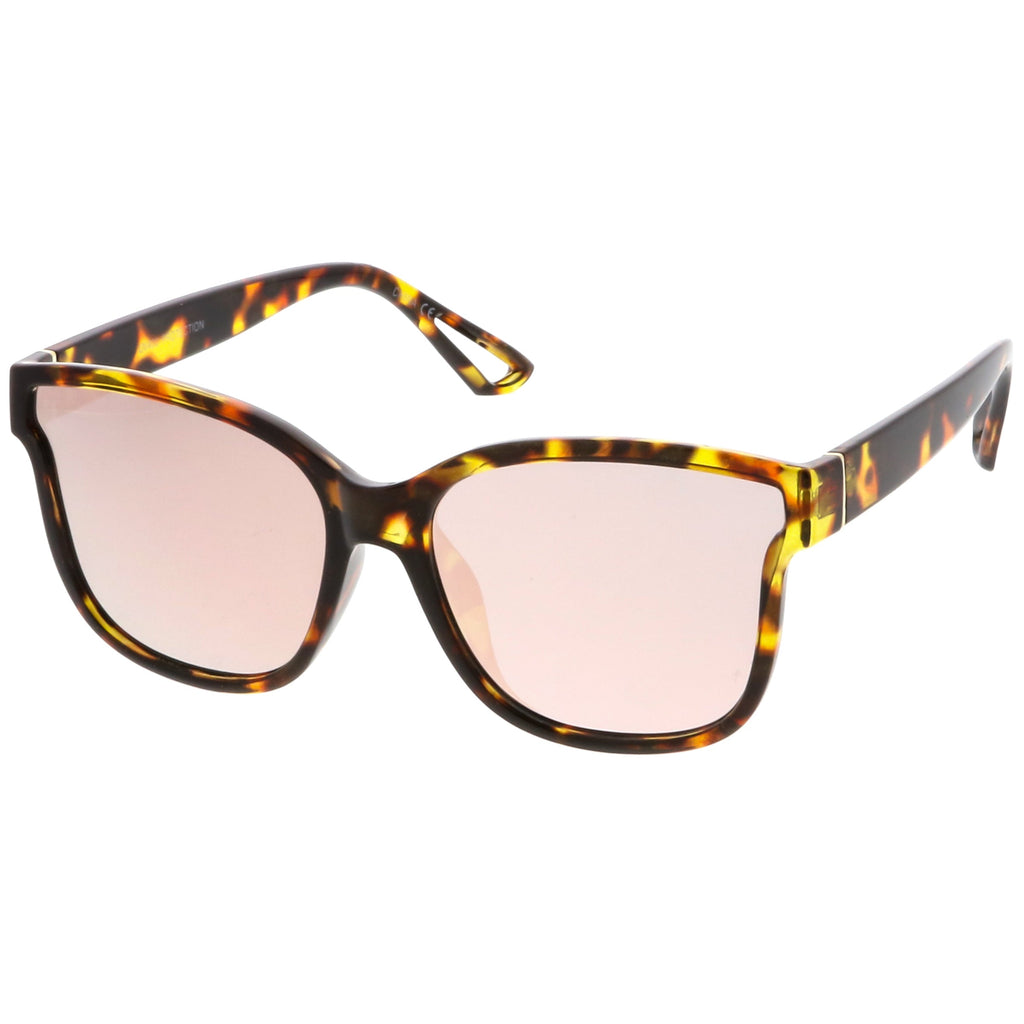 Women's Horned Rim Flat Infinity Mirrored Lens Sunglasses C330