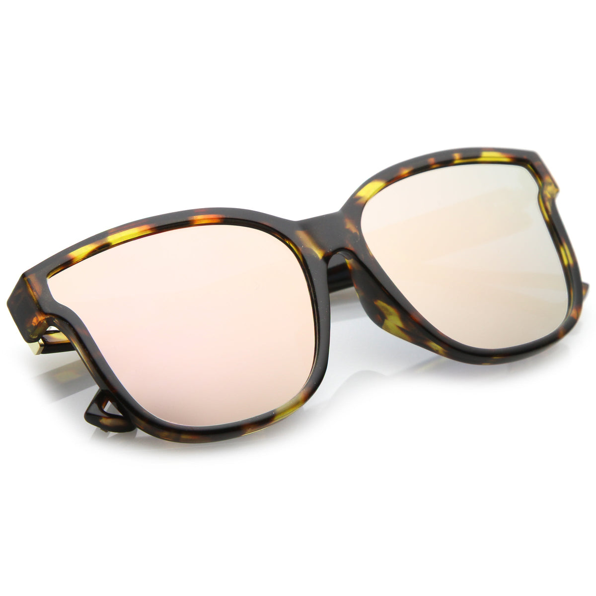 Women's Horned Rim Flat Infinity Mirrored Lens Sunglasses C330