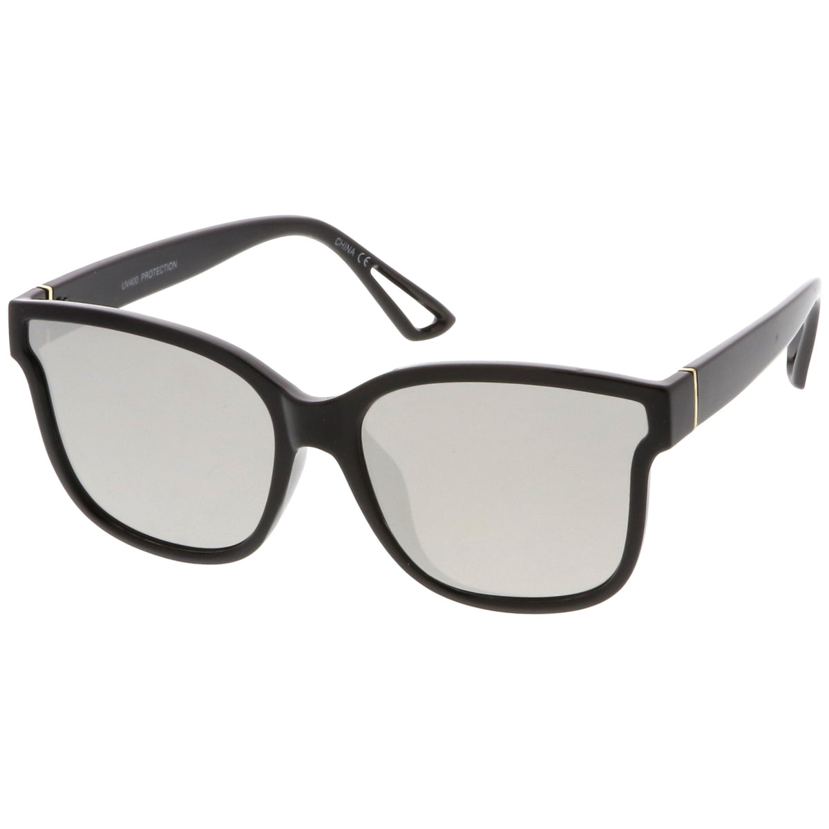 Women's Horned Rim Flat Infinity Mirrored Lens Sunglasses C330